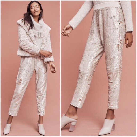 NWOT Anthropologie Hei Hei REVERSIBLE sequin joggers - Picture 1 of 16